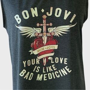 BON JOVI Men’s Sleeveless Graphic Tee Size Large Rock Band Shirt